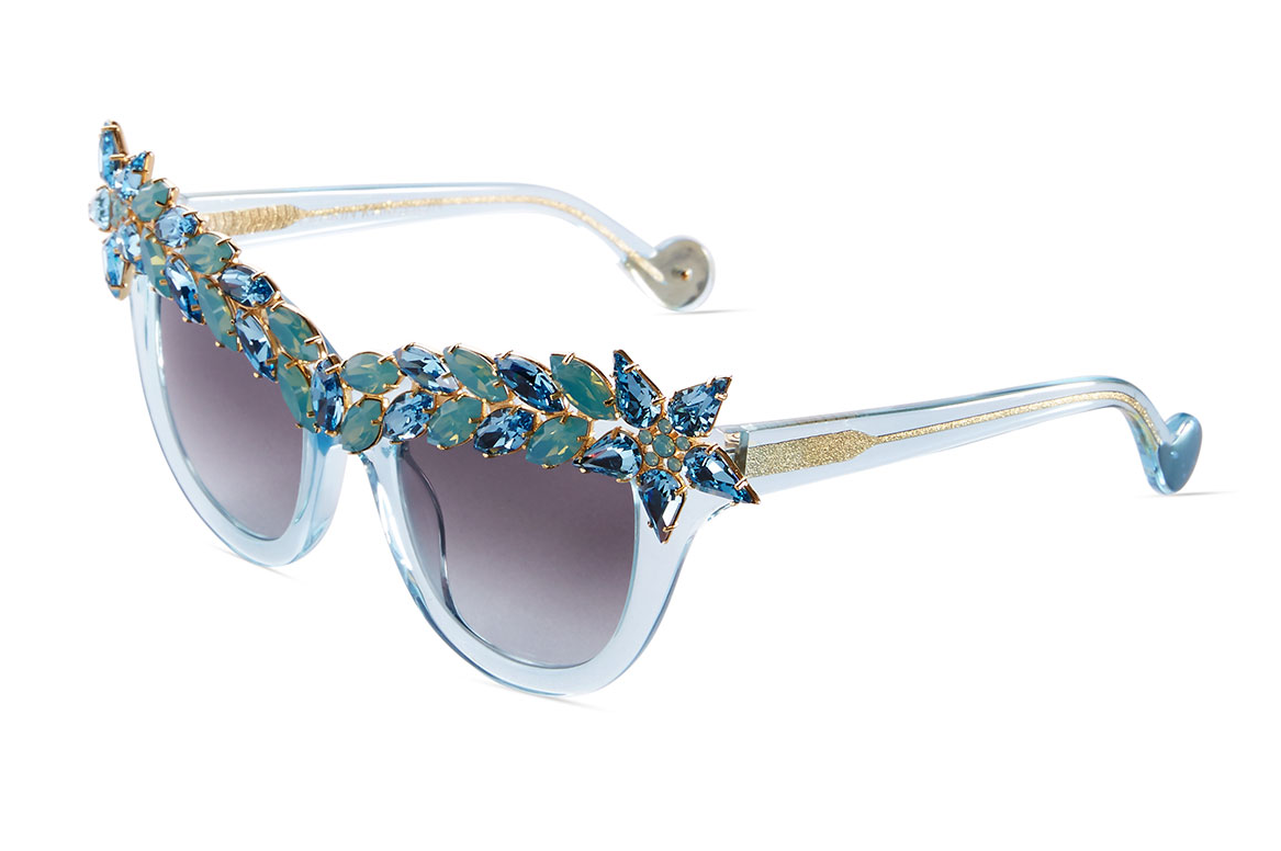 Bling sunglasses Swarovski Crystals Cat-Eye Sunglasses In Turquoise