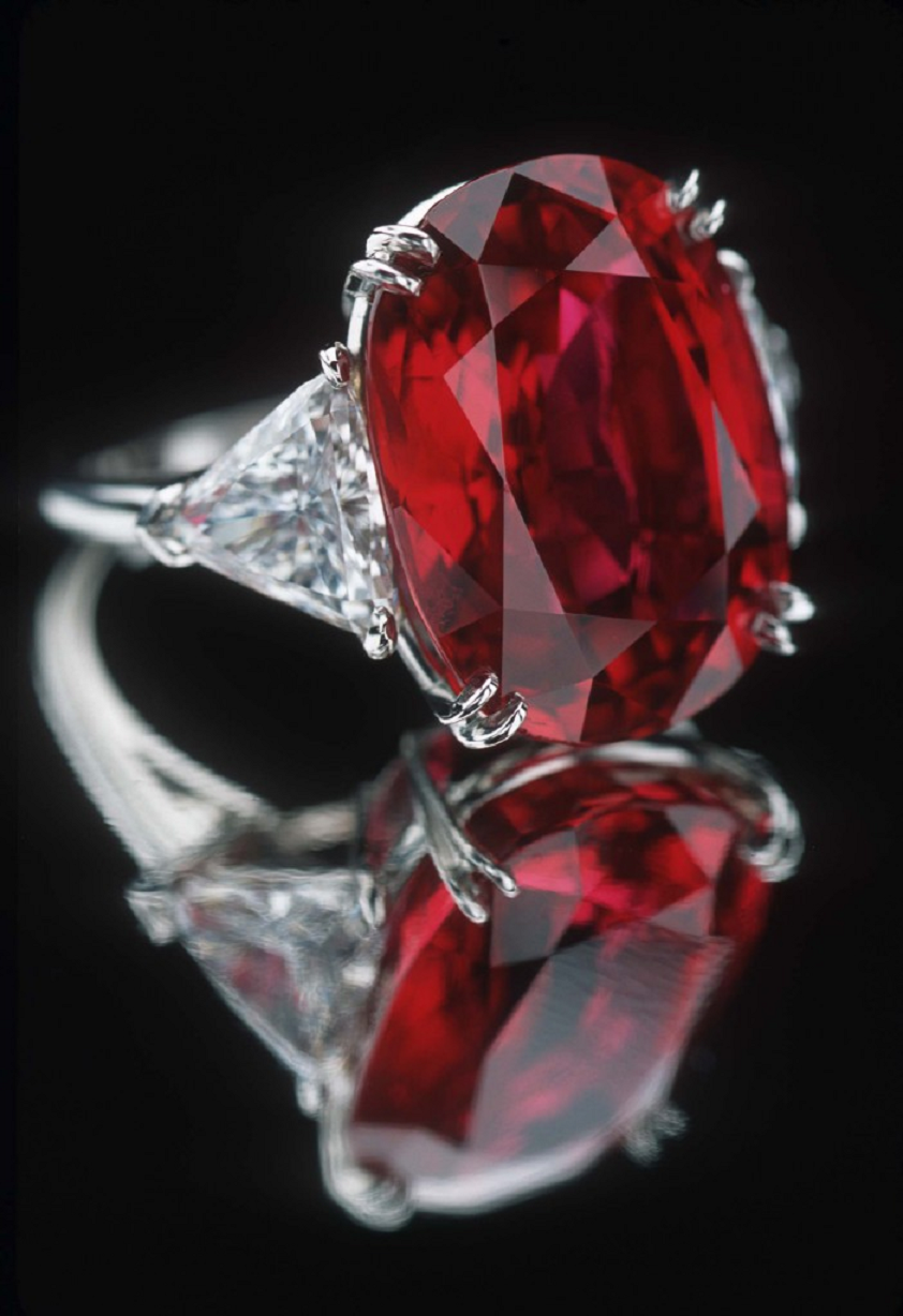 Best massive bling rings 2021 A Beautiful Ring with Red Ruby Stone with Glittering Clear Cut Diamonds