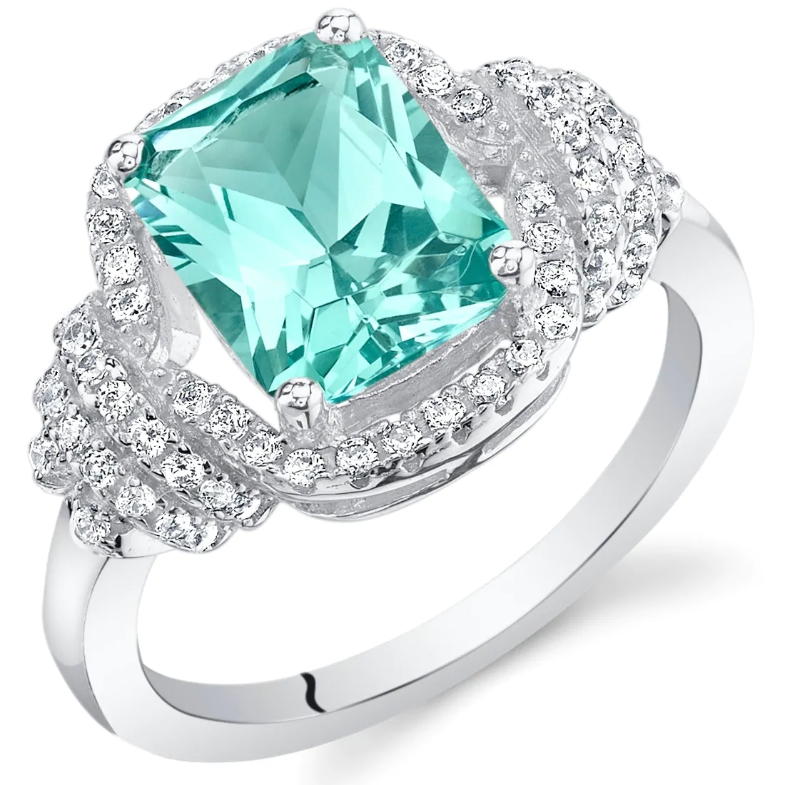 Best massive bling rings 2021 Turquoise Tourmaline Stone with Glittering Diamonds On Sterling Silver Ring