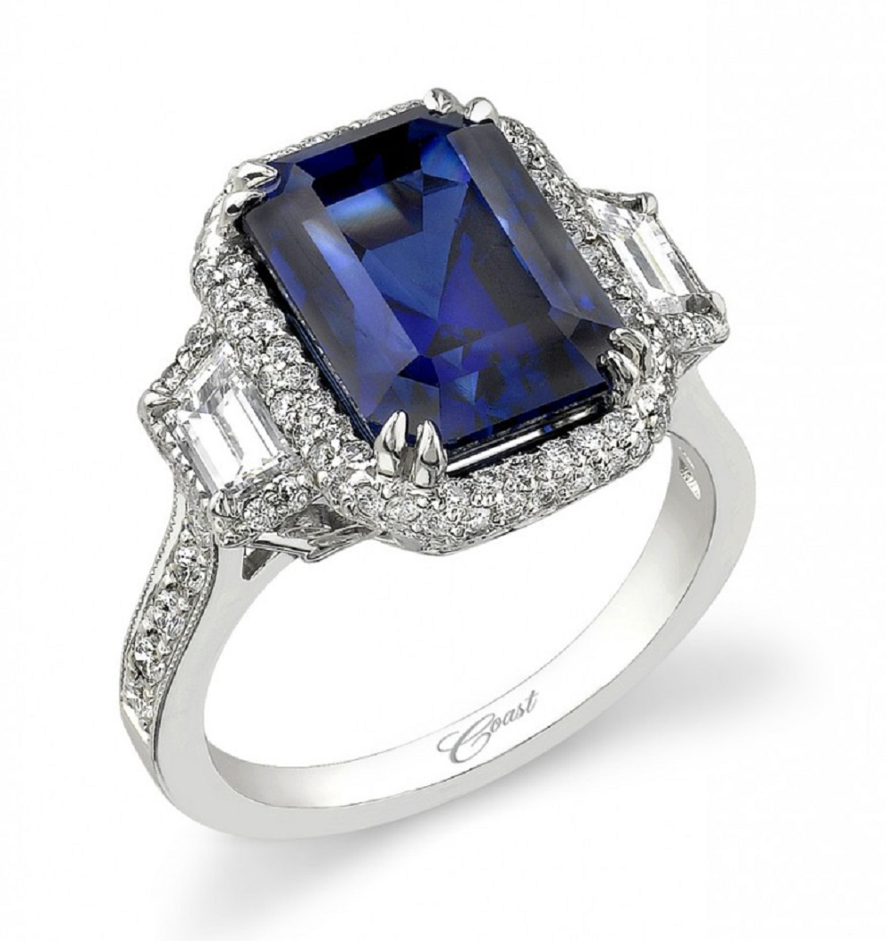 Best massive bling rings 2021 Glittering Sapphire Square Cut Diamond with Clear Diamonds On White Gold Ring