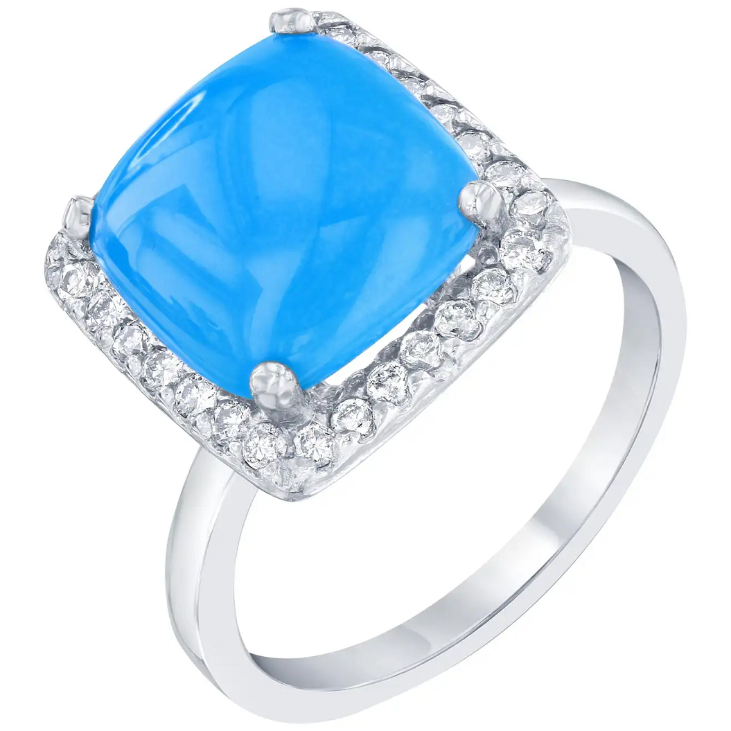 Best massive bling rings 2021 Shining Turquoise Diamond 14 Karat with White Gold Cocktail Ring