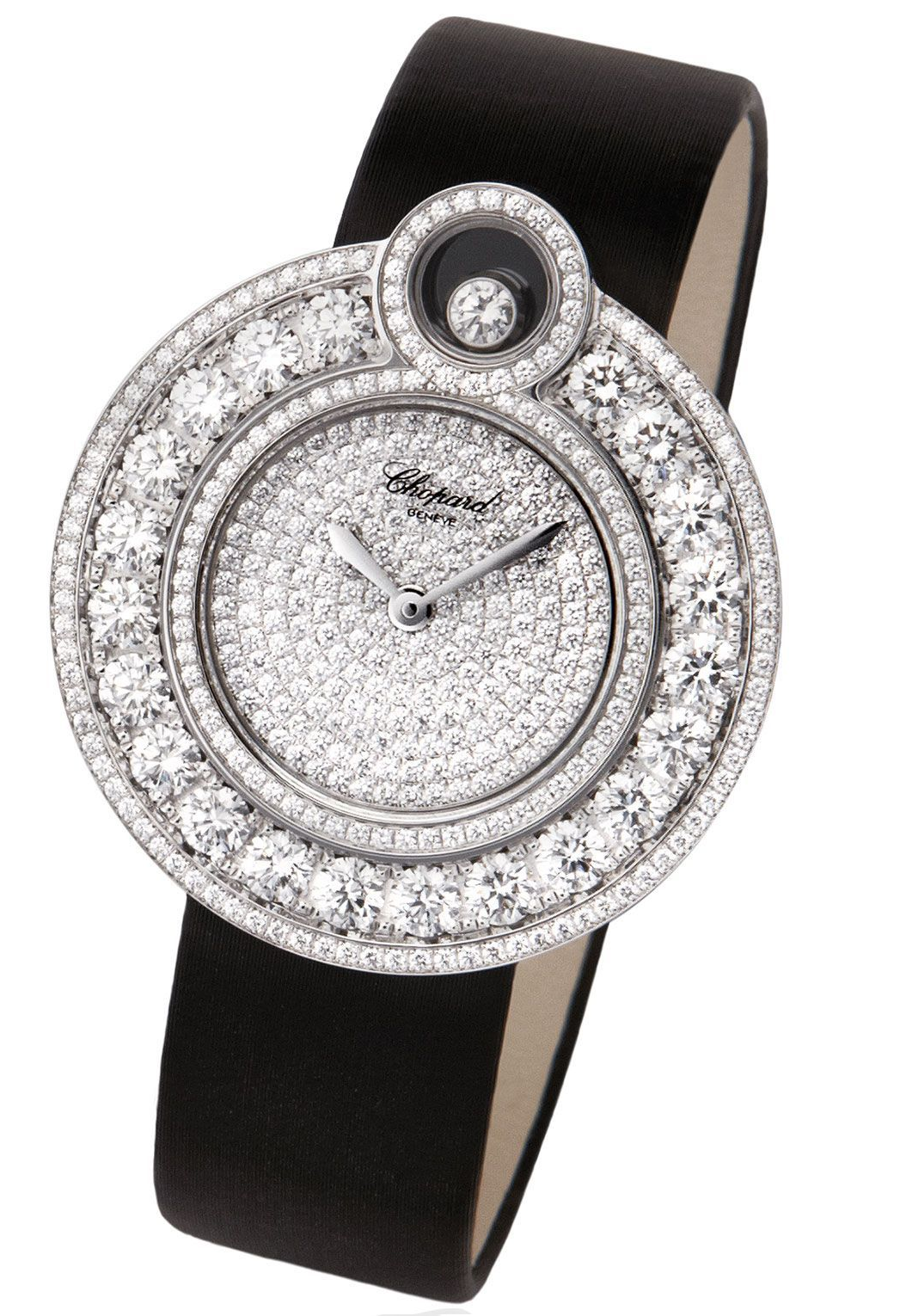 BEST WOMEN'S Bling WATCHES 2021 Beautiful Metal Round Watch with Diamond Hallo and Black Leather Strap