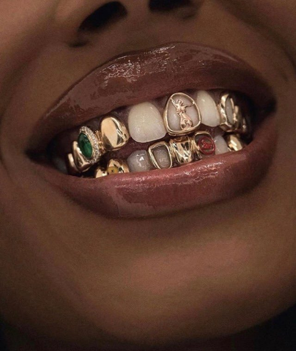 Best bling grillz 2021 Iced Out Grillz with Emerald, Ruby, and Gold Full Teeth Set