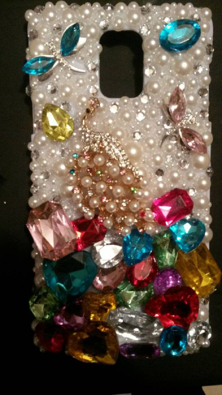 Best Cellphone Case Bling 2021:  Blinged Out Custom Handmade Multi-Color Gems with Pearls and Rhinestones Mobile Case