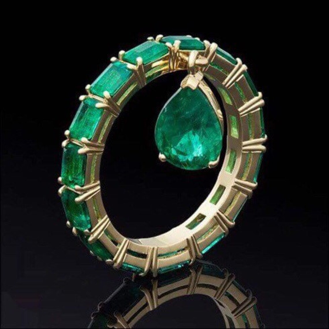 Mesmerizing Natural Zambian Emerald Ring Emerald Band