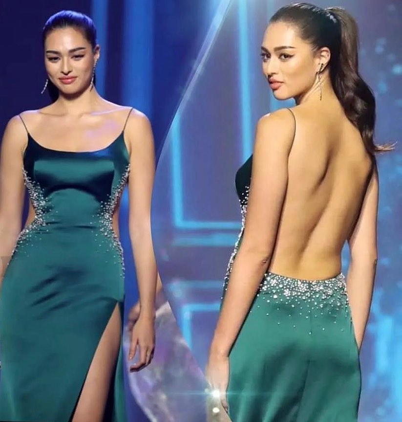 Green Elegant Long Embellished Backless Long Gown with Rhinestones