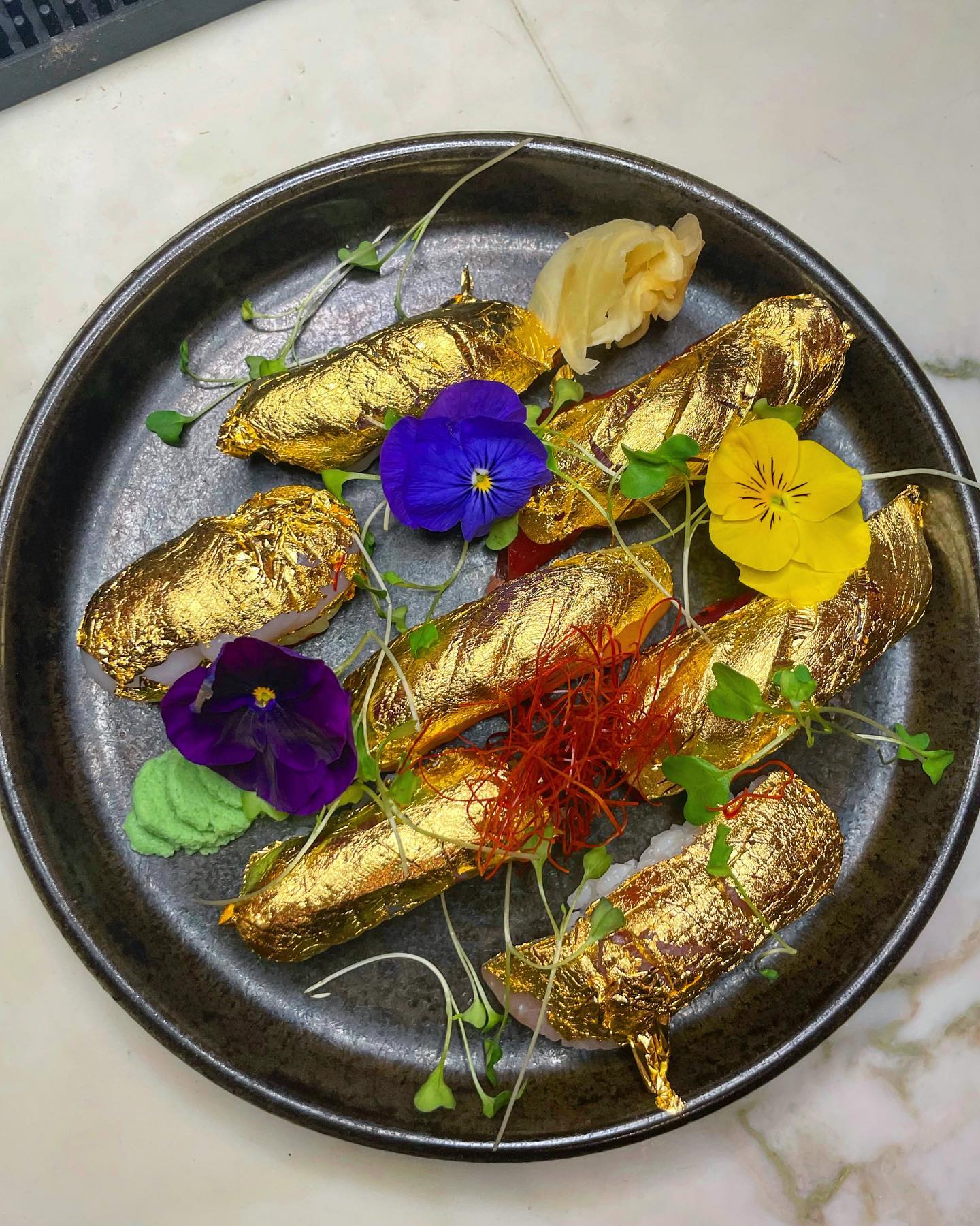 24K Gold Nigiri Platters Covered In Gold