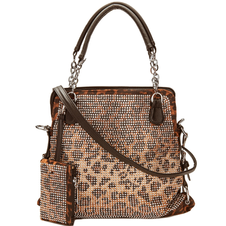 Skyler handbag Loaded with Shiny Rhinestones On Top Of A Gradient Cheetah Print Design