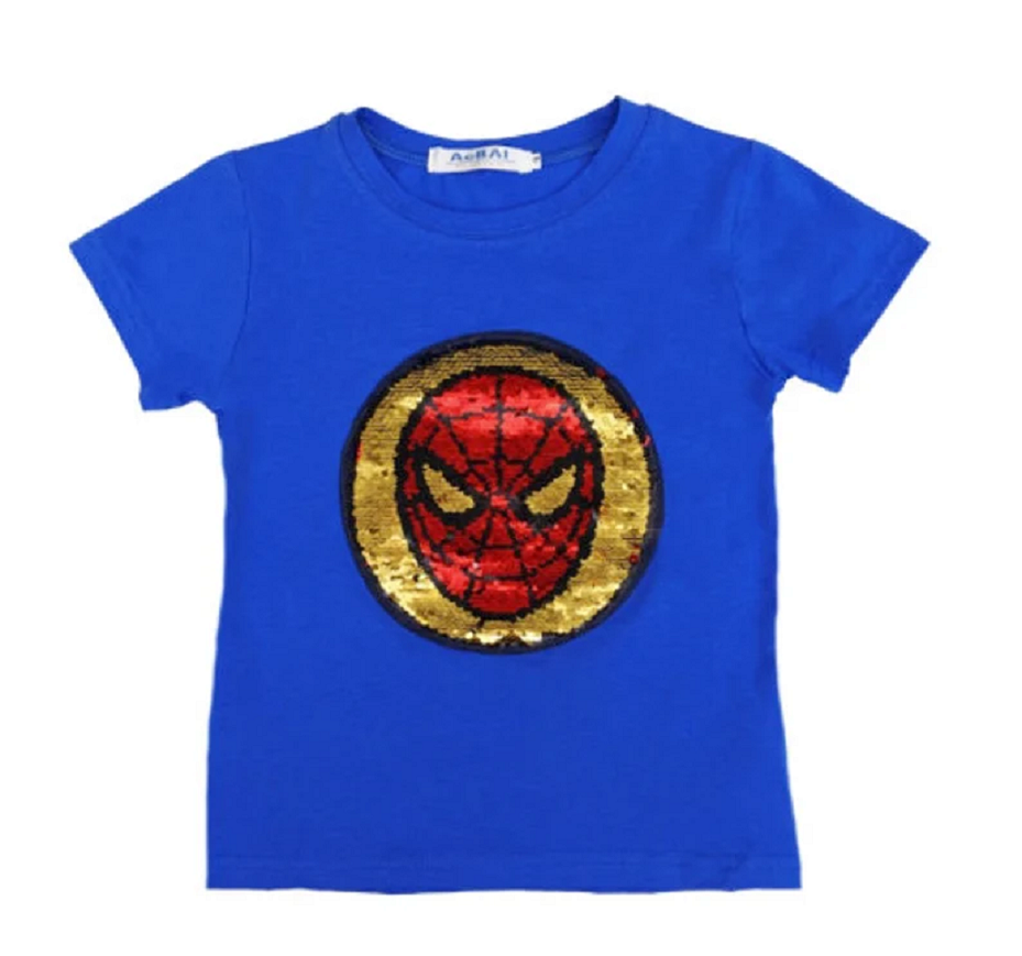 Boys Blue Flip Sequins 2 Sides Spiderman T-Shirt