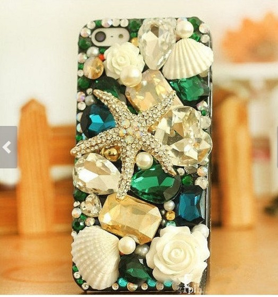 Marine Life Inspired iPhone Back Cover with Embellished Rhinestone Star Fish