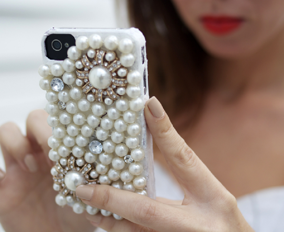 Pearls and Rhinestones Fixed Mobile Back Cover