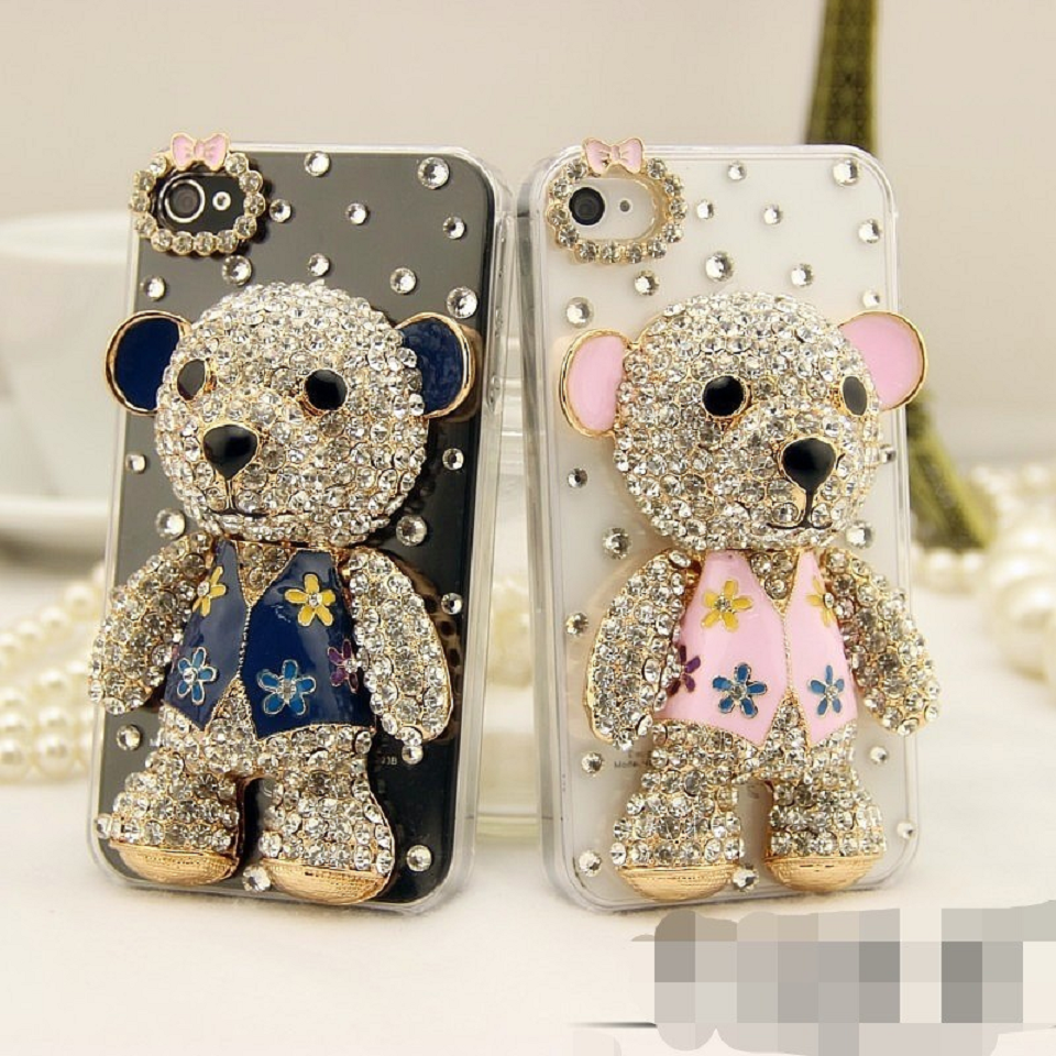 iPhone 6 Plus Case with Embellished Rhinestones Teddy