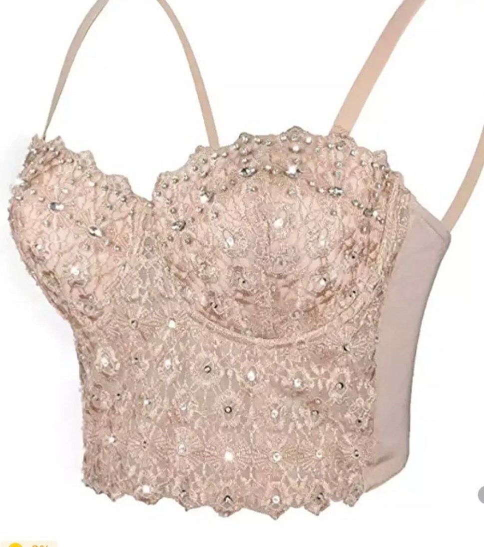 Rhinestone Bustier Corset Crop Top