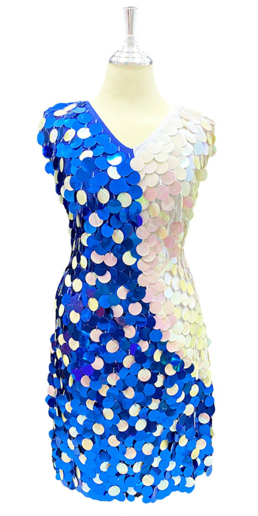 Short Handmade Sleeveless Dual Color Metallic Sequin Dress