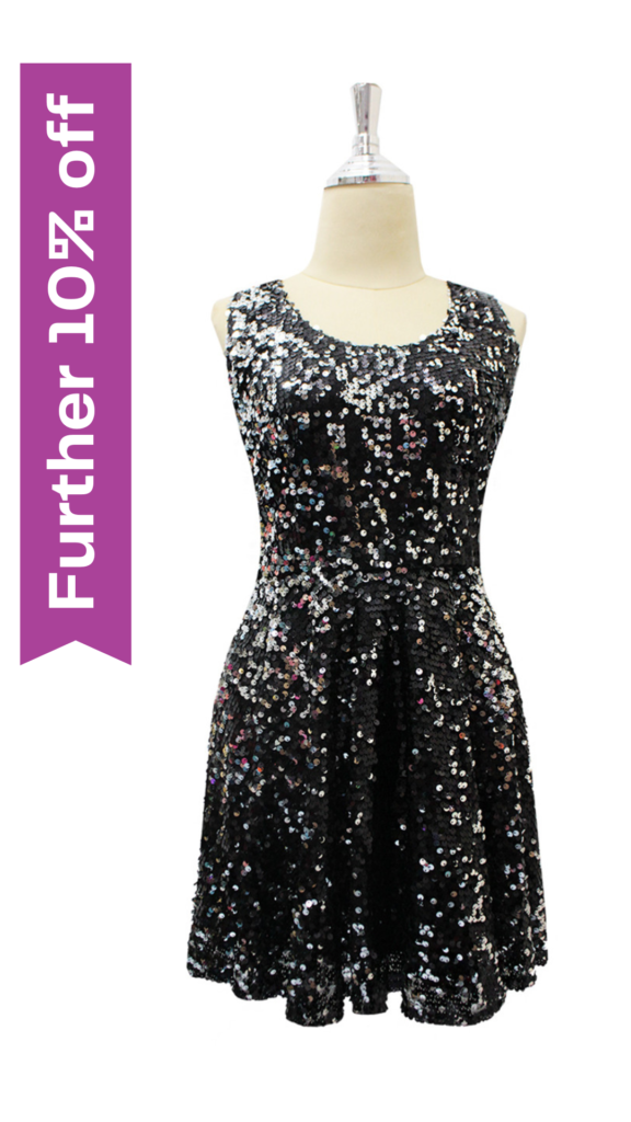 Short Black Sequin Fabric Dress