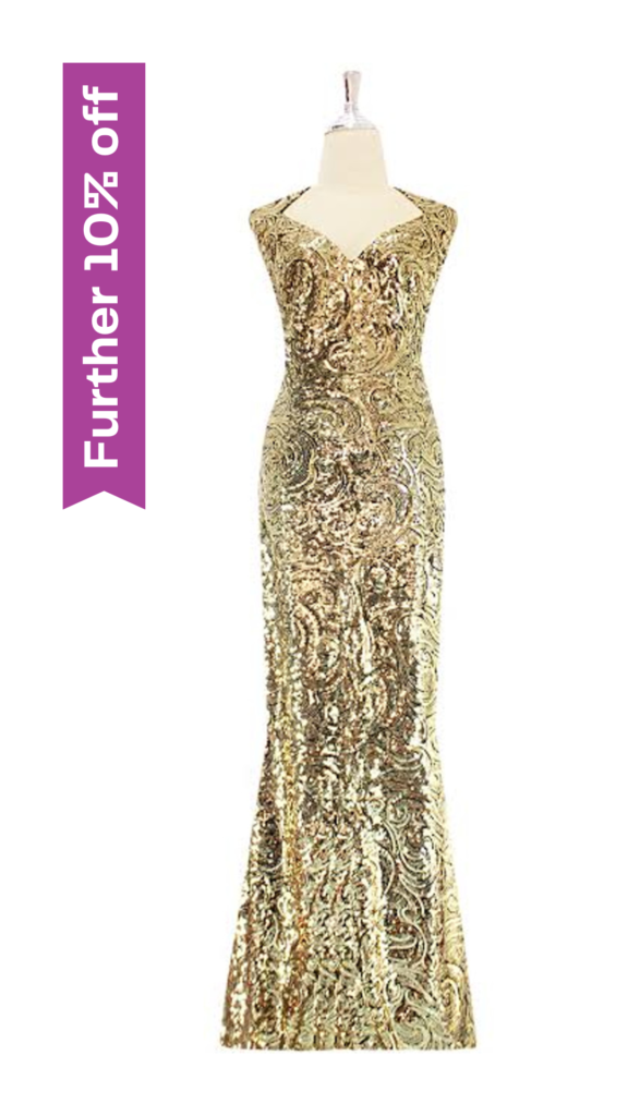 Long Gold baroque sequin fabric dress