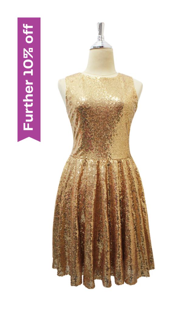 Short Gold Sequin Fabric Dress