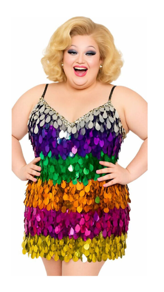 Handmade Short Dress In Multi-Color Tear Shaped Metallic Sequins