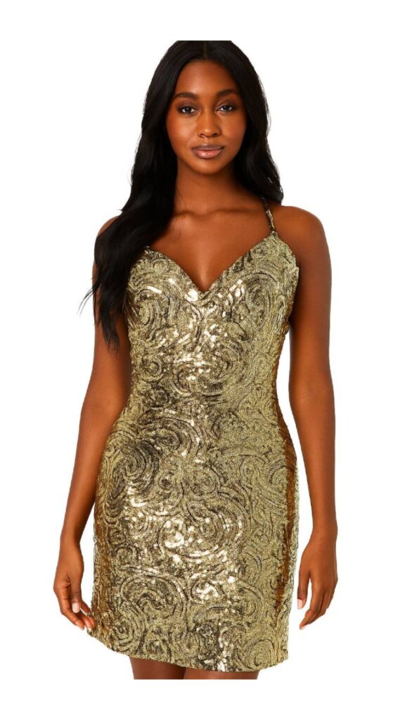 Short Gold Baroque Sequin Fabric Dress