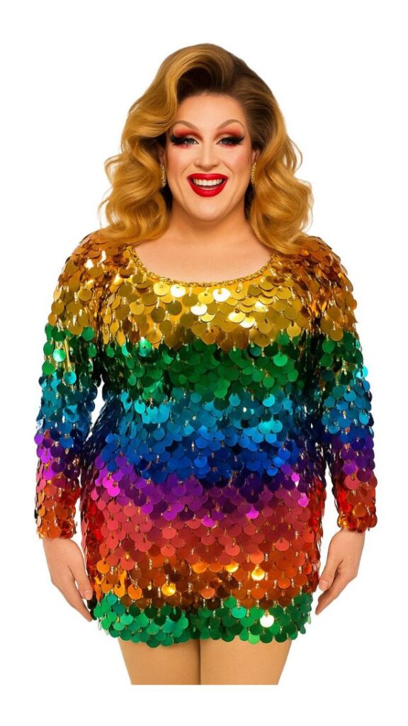 Handmade Short Dress In Multi-Colour Hologram Jumbo Sequins