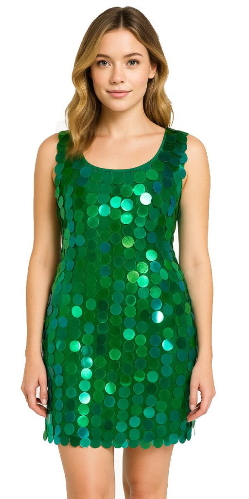Short Handmade Paillette Green Sequin Sleeveless Dress